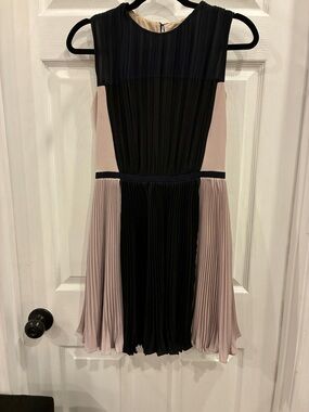 Barney’s New York- O’2nd Pleated  Colorblock Sleeveless Dress in Black and Blush
